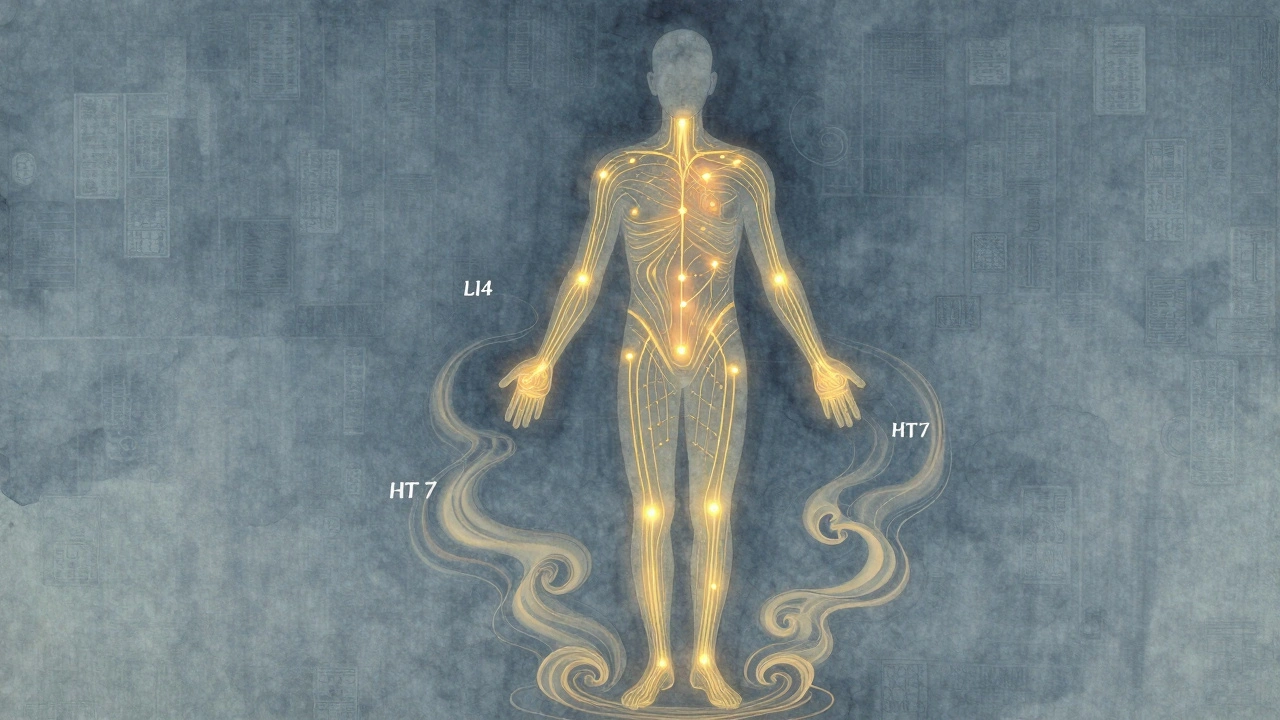 Zlaté energetické cesty meridiánů proudí tělem podle čínské medicíny.