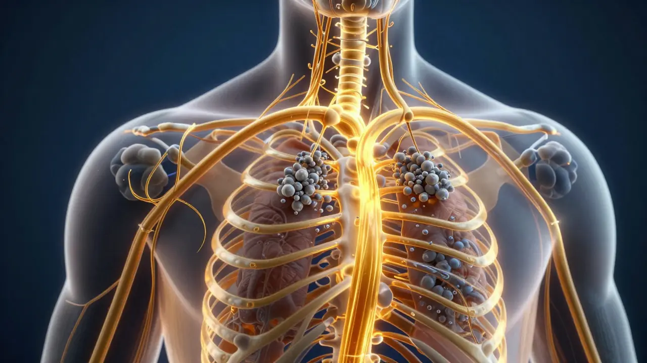 Konceptuální zobrazení detoxikace a stimule lymfatického systému při medové masáži