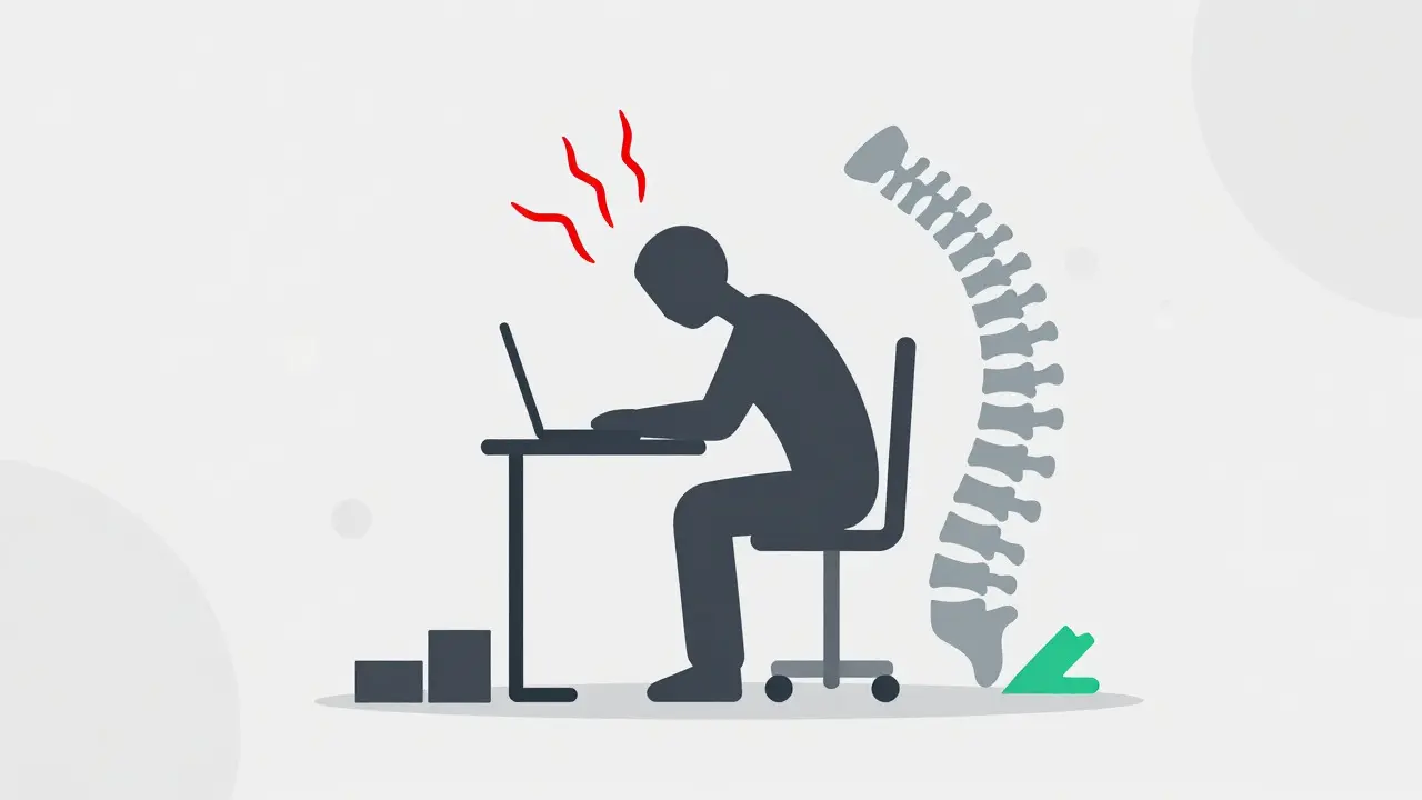 Conceptual art depicting how poor posture and stress distort the spine's alignment